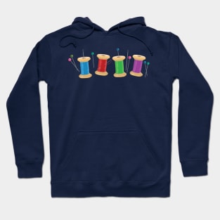 Colorful spools of thread pins needles sewing Hoodie